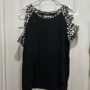 Boutique cheetah print cold shoulder top size med